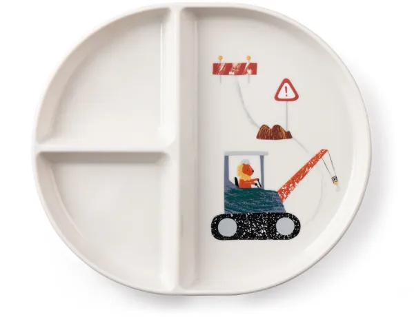 Tastii, plate with 3 compartments, Busy Builders